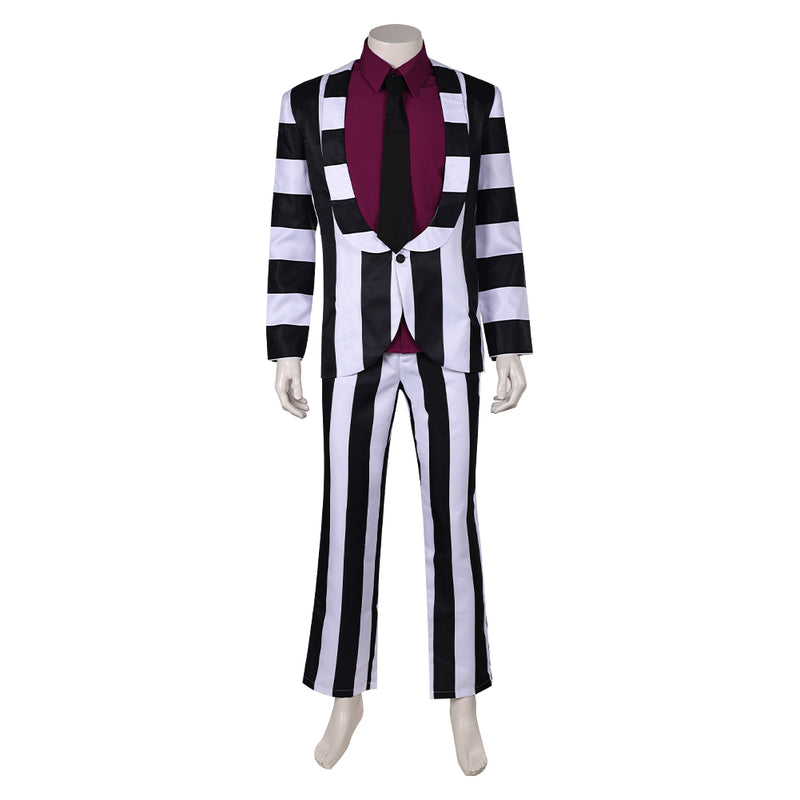 Beetlejuice 2024 Movie Beetlejuice Red Striped Suit Party Carnival Halloween Cosplay Costume