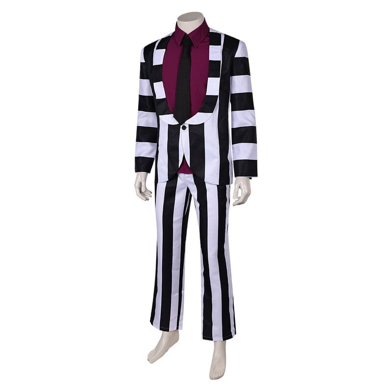 Beetlejuice 2024 Movie Beetlejuice Red Striped Suit Party Carnival Halloween Cosplay Costume