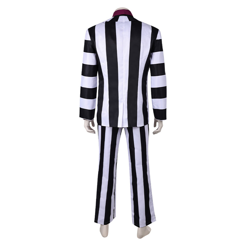 Beetlejuice 2024 Movie Beetlejuice Red Striped Suit Party Carnival Halloween Cosplay Costume