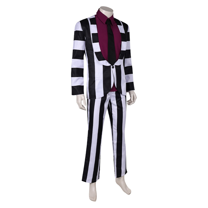 Beetlejuice 2024 Movie Beetlejuice Red Striped Suit Party Carnival Halloween Cosplay Costume