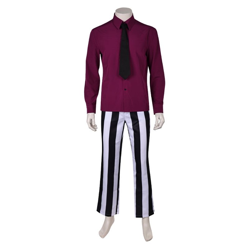 Beetlejuice 2024 Movie Beetlejuice Red Striped Suit Party Carnival Halloween Cosplay Costume