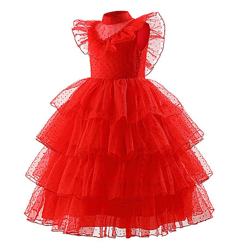 Beetlejuice 2024 Movie Lydia Deetz Kids Children Red Wedding Dress Cosplay Costume