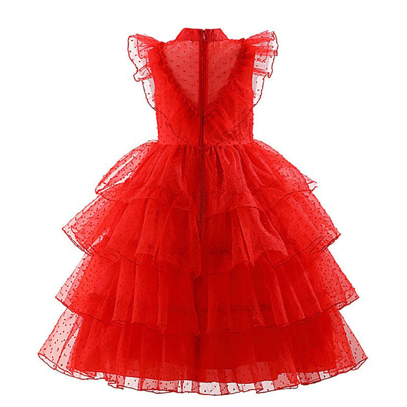 Beetlejuice 2024 Movie Lydia Deetz Kids Children Red Wedding Dress Cosplay Costume