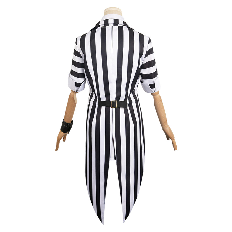 Beetlejuice 2024 Movie Lydia Deetz Women Black Stripe Dress Outfit Party Carnival Halloween Cosplay Costume