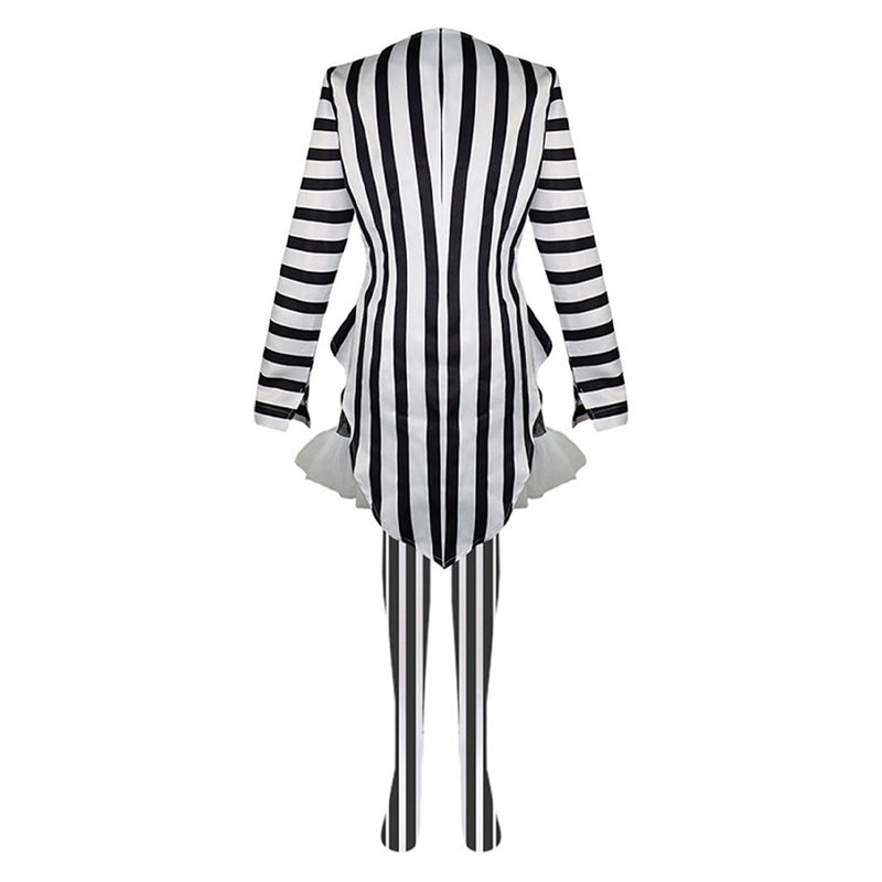 Beetlejuice 2024 Movie Lydia Deetz Women Black White Stripe Dress Party Carnival Halloween Cosplay Costume