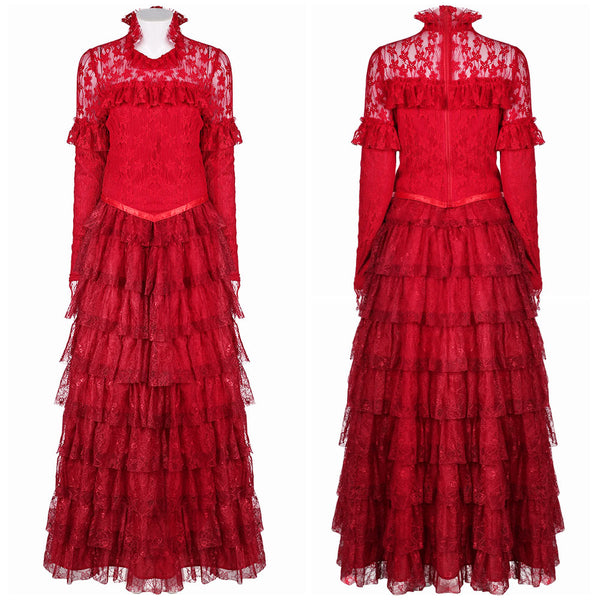 Beetlejuice 2024 Movie Lydia Deetz Women Red Dress Party Carnival Halloween Cosplay Costume