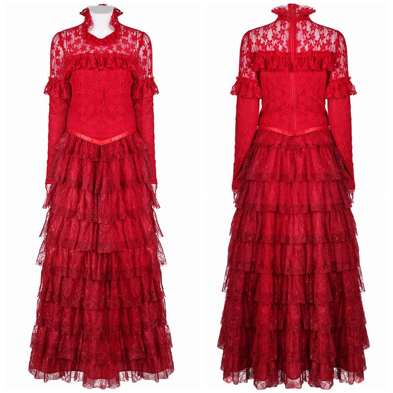 Beetlejuice 2024 Lydia Deetz Women Red Dress Party Carnival Halloween Cosplay Costume Beetlejuice 2024 Lydia Deetz Women Red Dress Party Carnival Halloween Cosplay Costume
