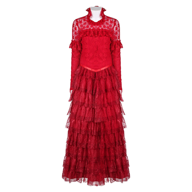 Beetlejuice 2024 Movie Lydia Deetz Women Red Dress Party Carnival Halloween Cosplay Costume