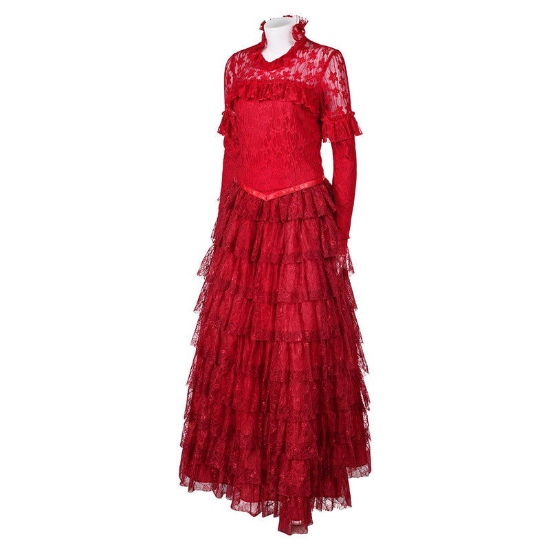 Beetlejuice 2024 Movie Lydia Deetz Women Red Dress Party Carnival Halloween Cosplay Costume