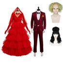 Beetlejuice 2024 Lydia Deetz / Beetlejuice Cosplay Costume Red Wedding Outfits Halloween Carnival Suit