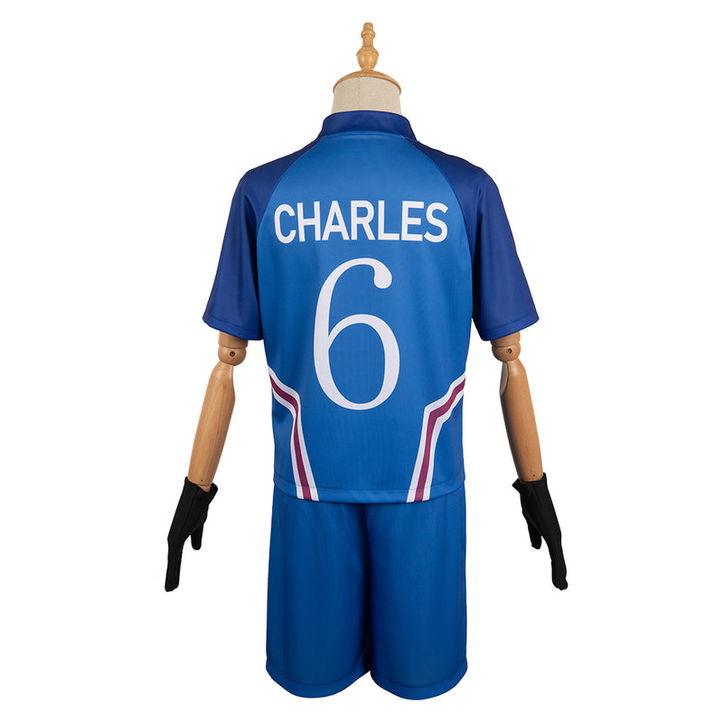 Blue Lock Anime Charles Chevalier Blue Team Uniform Party Carnival Halloween Cosplay Costume