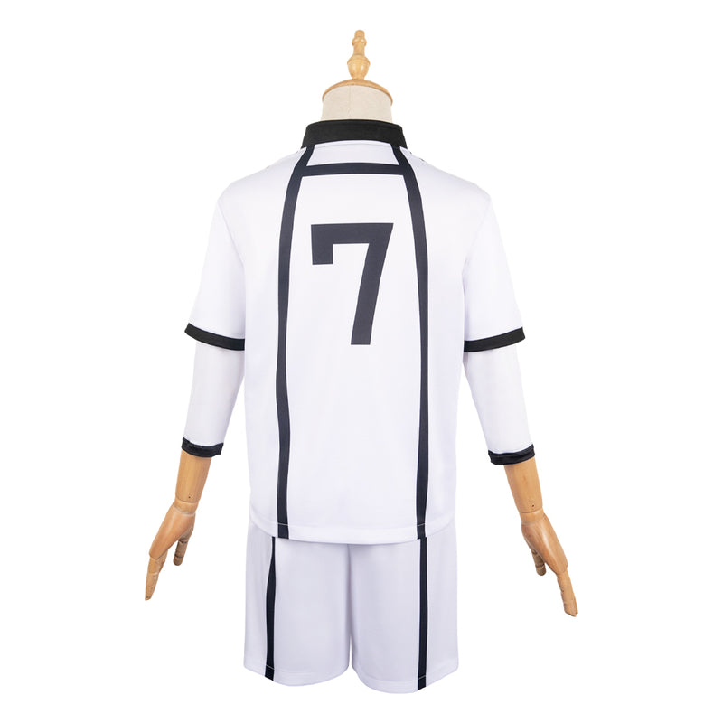 Blue Lock Anime Nagi Seishiro White Uniform Party Carnival Halloween Cosplay Costume