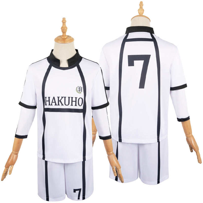 Blue Lock Anime Nagi Seishiro White Uniform Party Carnival Halloween Cosplay Costume