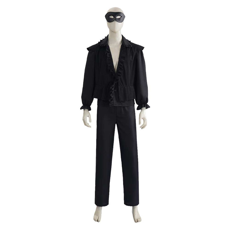 open lace back dress Season 4 Benedict Masquerade Black Shirt Pants Set Outfit Men Halloween  Carnival Party Cosplay Costume
