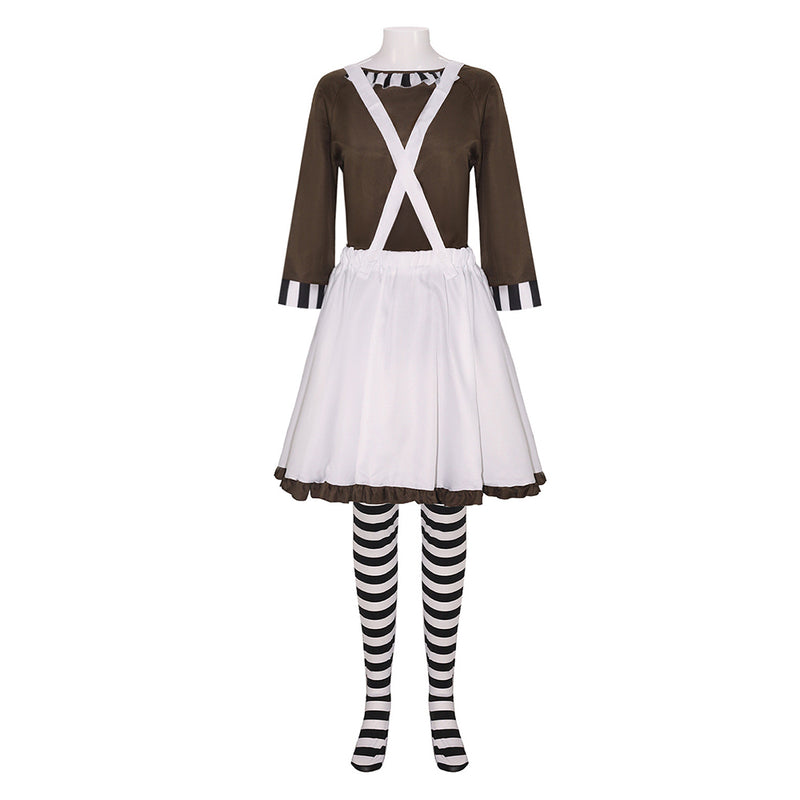 Charlie and the Chocolate Factory Movie Oompa Loompa Women Brown Outfit Cosplay Costume