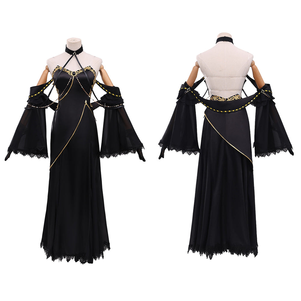 code geass cc black dress C.C Gown Outfit Women Halloween Carnival Party Cosplay Costume color-orange Gorgeous vintage 90s prom Size:16 (36/37)