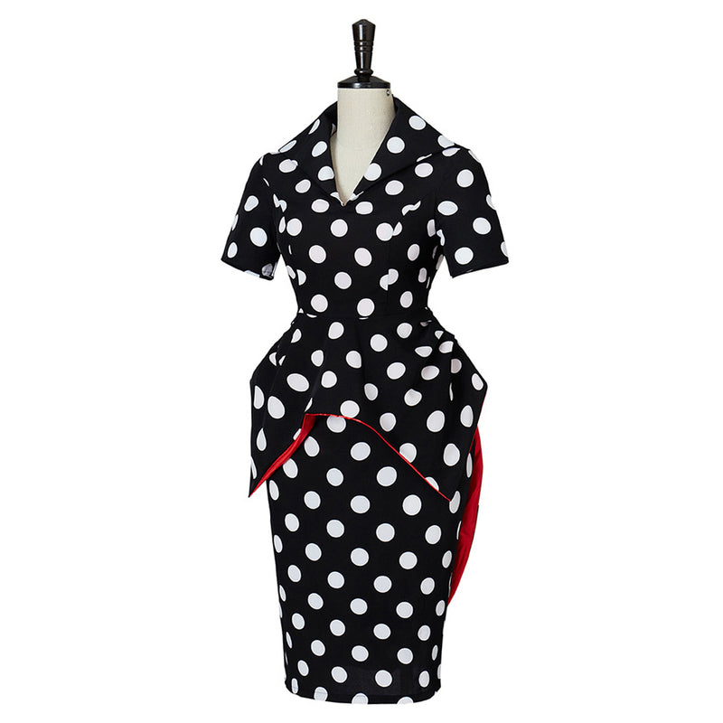 Coraline Movie The Beldam Other Mother Women Black Polka Dots Dress Party Carnival Halloween Cosplay Costume