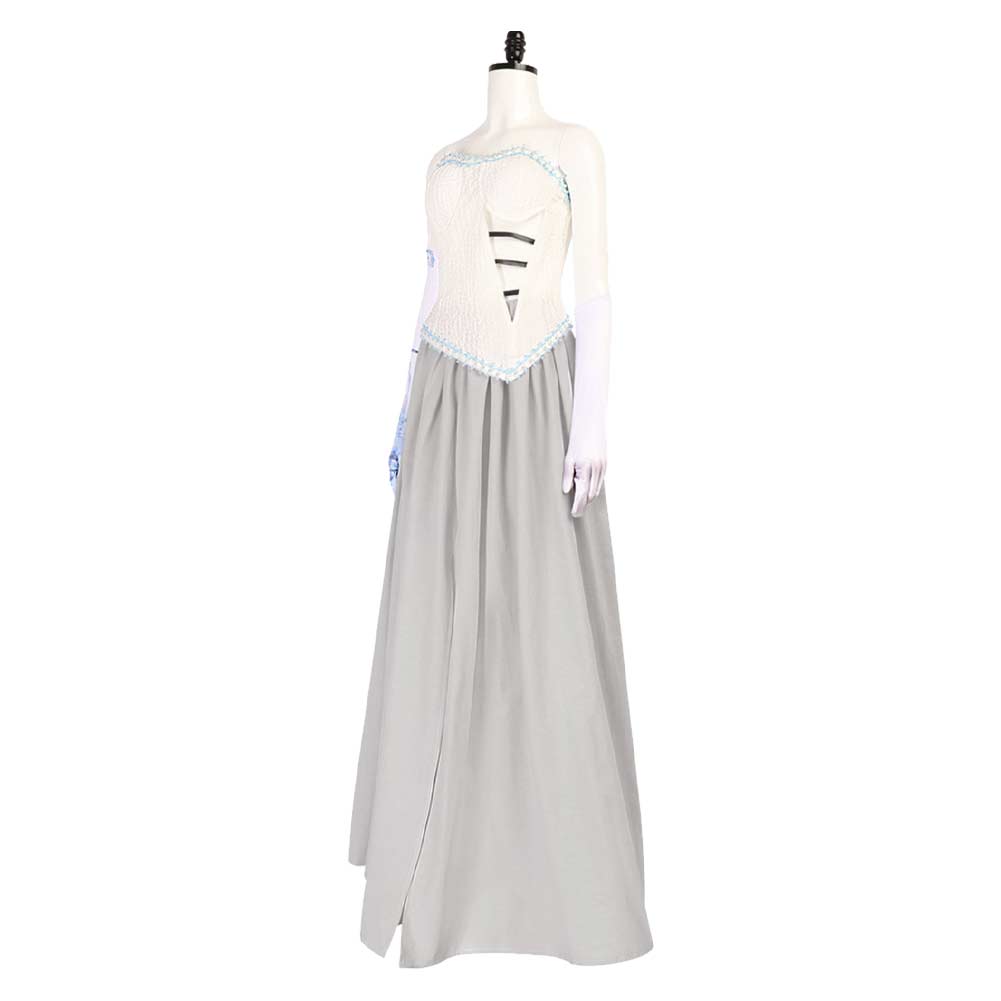 Corpse Bride Emily Women White Dress Outfit Carnival Halloween Cosplay Costume Corpse Bride Emily Women White Dress Outfit Carnival Halloween Cosplay Costume