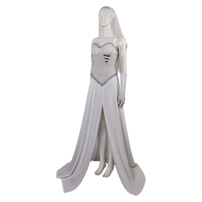 Corpse Bride Emily Women White Wedding Dress Party Carnival Halloween Cosplay Costume