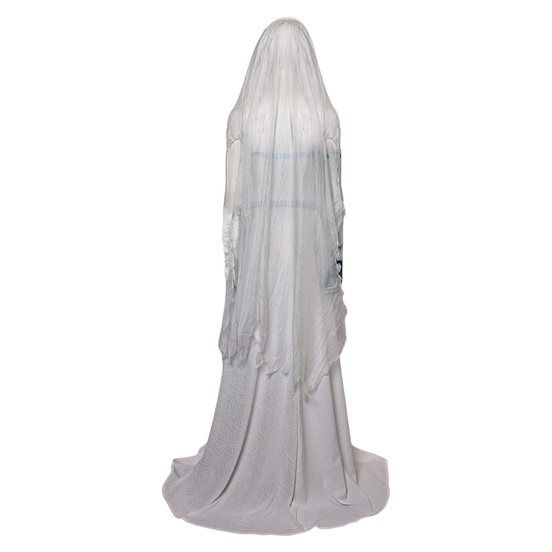 Corpse Bride Emily Women White Wedding Dress Party Carnival Halloween Cosplay Costume