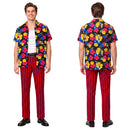 Cosplay Costume Ace Ventura Ace Ventura Jr Pet Detective Shirt Pants Set Red Men Halloween Carnival Party Outfits
