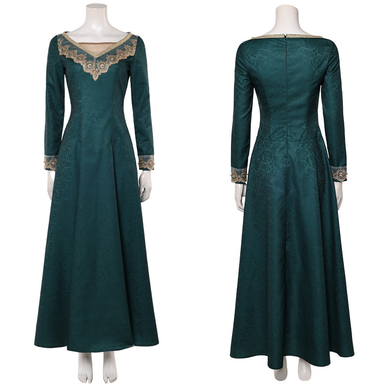 Cosplay Costume Alicent Hightower House of the Dragon Seaosn 3 Gown Dress Green Women Halloween Carnival Party Outfits