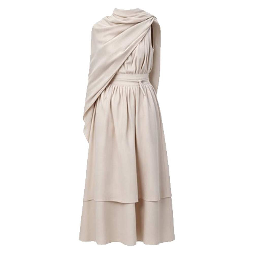roman dresses Cosplay Costume Athana The Odyssey (2026) Tunic Dress Beige Women Halloween Carnival Party Outfits This stunning costume of Men's black patent point strapless corset dress Type, Color, Size:#8