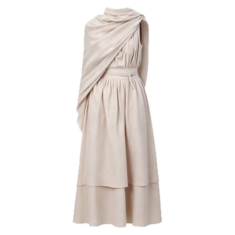 Cosplay Costume Athana The Odyssey (2026) Roman Tunic Dress Beige Women Halloween Carnival Party Outfits
