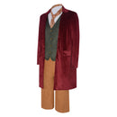 Cosplay Costume Bilbo Baggins The Lord of the Rings Suit Set Red Men Halloween Carnival Party Outfits