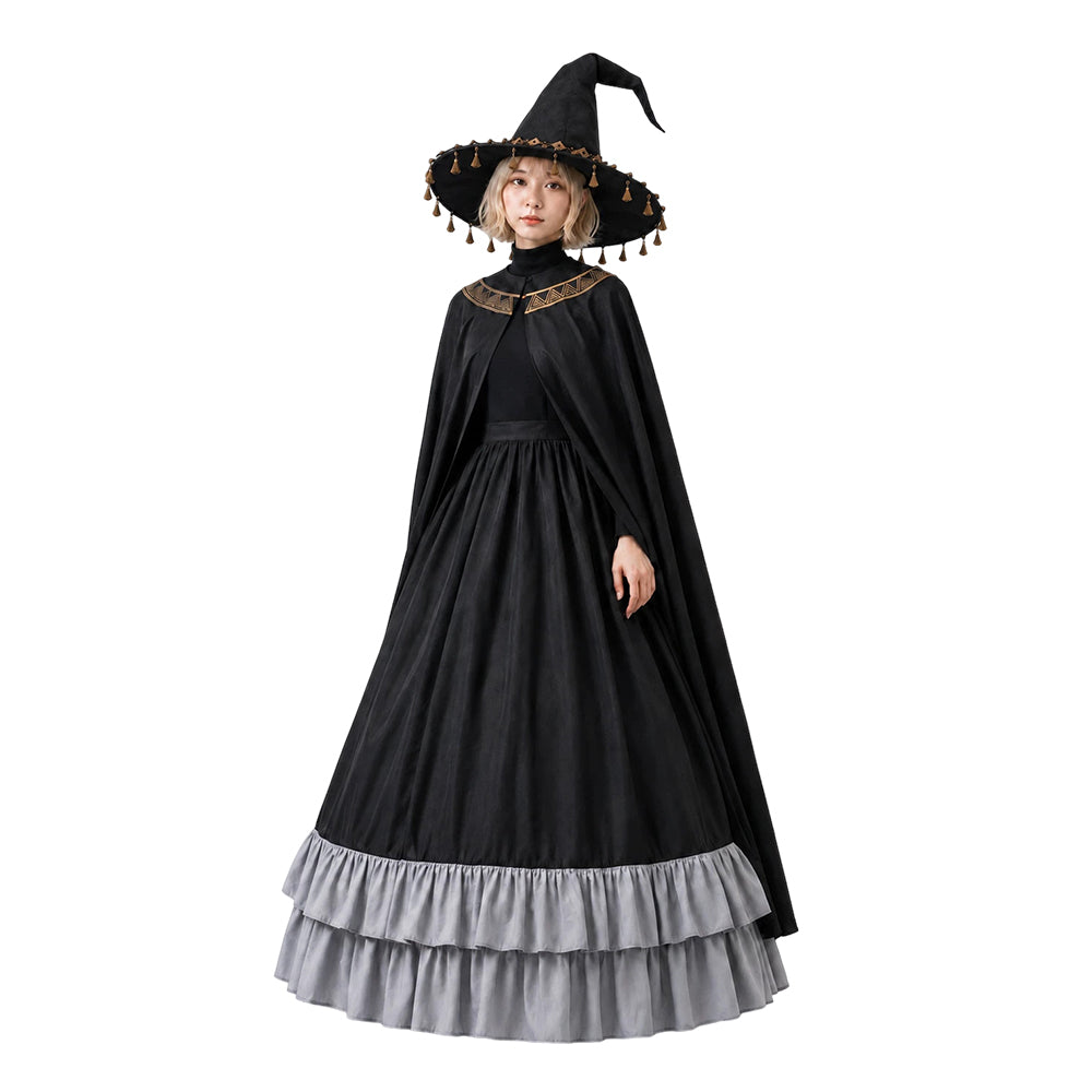 Cosplay Costume Brimhat Coco Witch Hat Atelier Dress Hat Cloak Set Black Women Halloween Carnival Party Outfits