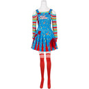 Cosplay Costume Chucky Chucky 2 Genderbend Dress Blue Women Halloween Carnival Party Outfit