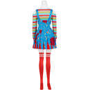 Cosplay Costume Chucky Chucky 2 Genderbend Dress Blue Women Halloween Carnival Party Outfit