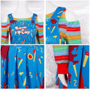 Cosplay Costume Chucky Chucky 2 Genderbend Dress Blue Women Halloween Carnival Party Outfit