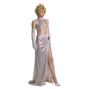 Cosplay Costume Cloud Strife FF Sexy Backless Gown Dress White Femboy Halloween Carnival Party Outfits