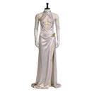 Cosplay Costume Cloud Strife FF Sexy Backless Gown Dress White Femboy Halloween Carnival Party Outfits