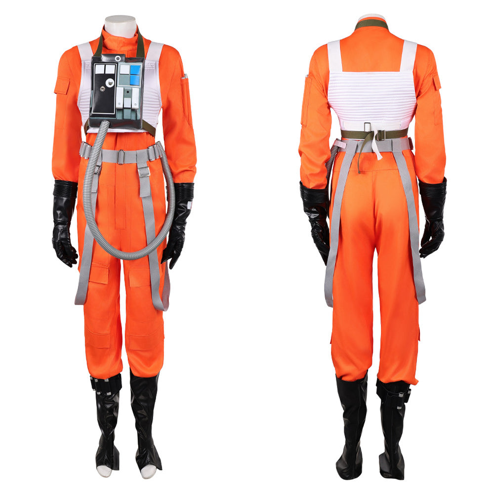 Cosplay Costume Colonel Ward Mando X-Wing Pilot Uniform Orange Women H