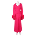 Cosplay Costume Deborah Vance Hacks Season 5 Vintage Long Sleeve Dress Pink Halloween Carnival Party Outfits