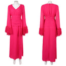 Cosplay Costume Deborah Vance Hacks Season 5 Vintage Long Sleeve Dress Pink Halloween Carnival Party Outfits