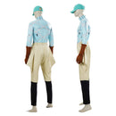 Cosplay Costume Diego Brando Steel Ball Run Top Pants Hat Set Blue Men Halloween Carnival Party Outfits