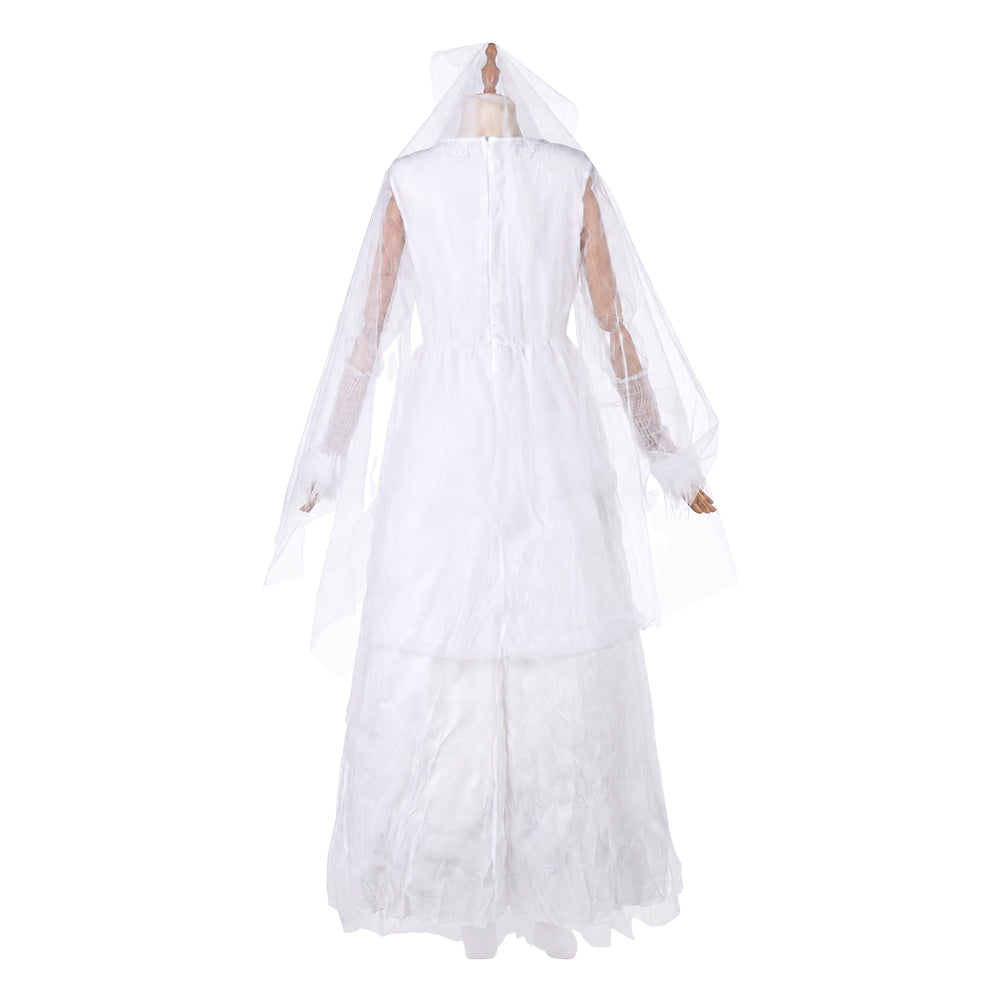 womens white christmas dress Cosplay Costume Ebenezer Ghosts of Past Set White Women Halloween Carnival Party Outfits Wild West Romance | Singles Day 2025 Size:130 White Bridesmaids Formal Halter