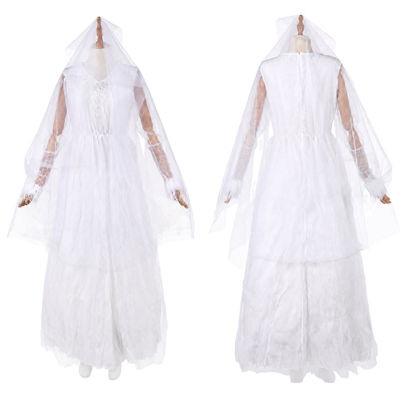 long white dress halloween costume Cosplay Ebenezer Ghosts of Christmas Past Set White Women Carnival Party Outfits Made with high Size:6'0