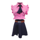 Cosplay Costume Elizabeth Liones The Seven Deadly Sins Top Skirt Set Pink Women Halloween Carnival Party Outfit