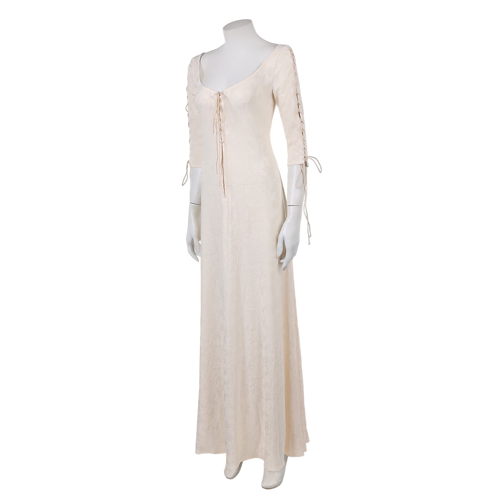 white dress pirate Cosplay Costume Elizabeth Swann Inner Renaissance Women Halloween Carnival Party Outfits Pink Champangne Sequined Tulle this high HD Size:40B