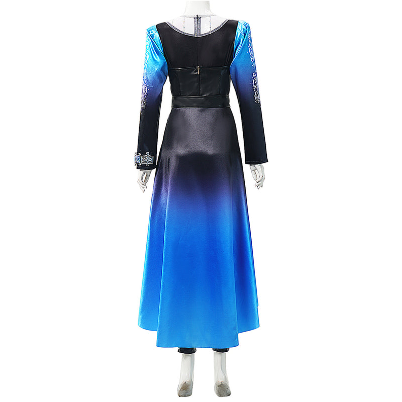 Cosplay Costume Evie Wicked Wonderland Jumpsuit Cape Set Blue Women Halloween Carnival Party Outfits