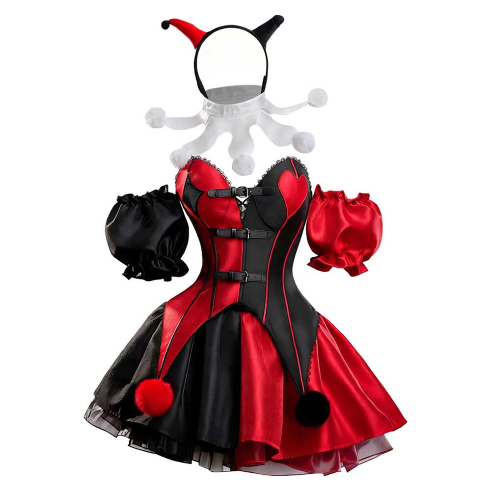 harley quinn dress Cosplay Costume Puff Clown Red Women Halloween Carnival Party Outfits Size:6-7y Floral Dress for Spring satin Care Thelma Maxi Dress -