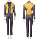 Cosplay Costume Jean Coat Top Pants Set Yellow Women Halloween Carnival Party Outfits