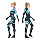 Cosplay Costume Jett Valorant Printed Jumpsuit Blue Women Halloween Carnival Party Outfits