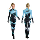 Cosplay Costume Jett Valorant Printed Jumpsuit Blue Women Halloween Carnival Party Outfits