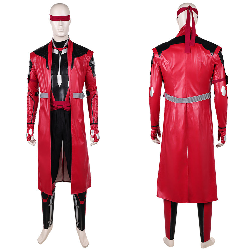 Cosplay Costume Kenshi Takahashi Mortal Kombat 1 Leather Suit Red