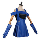 Cosplay Costume Lisa Lisa Dress Scarf Set Blue Women Halloween Carnival Party Outfits